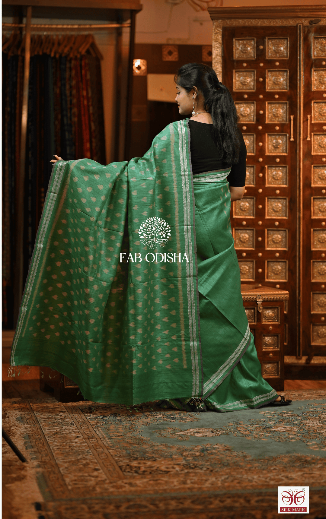 RUHANI URBAN DRAPES DESIGNER FINE TUSSAR HANDLOOM SILK SAREE