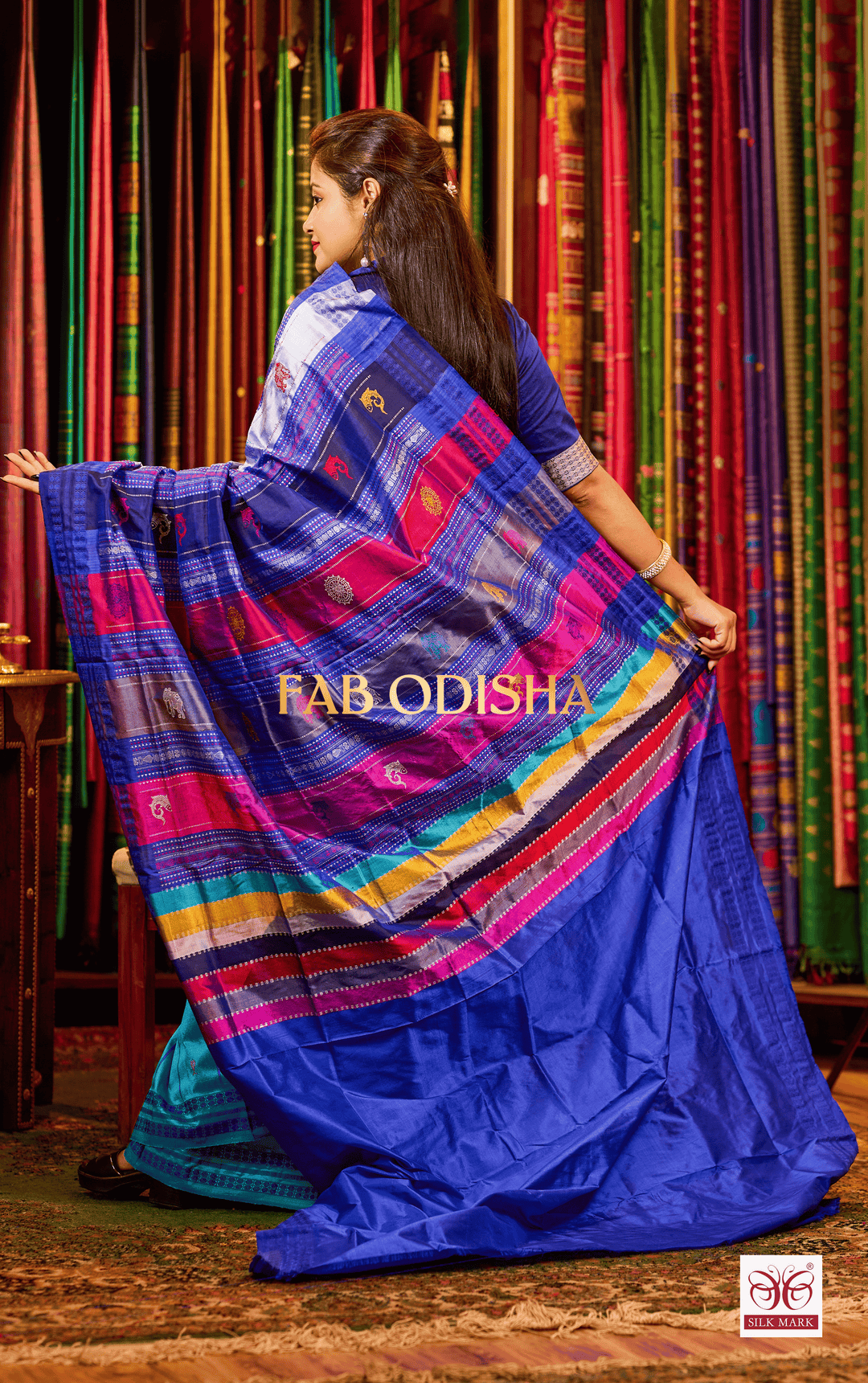 NEEL BAGH BERHAMPURI DOUBLE AANCHAL PURE SILK PATTA SAREE