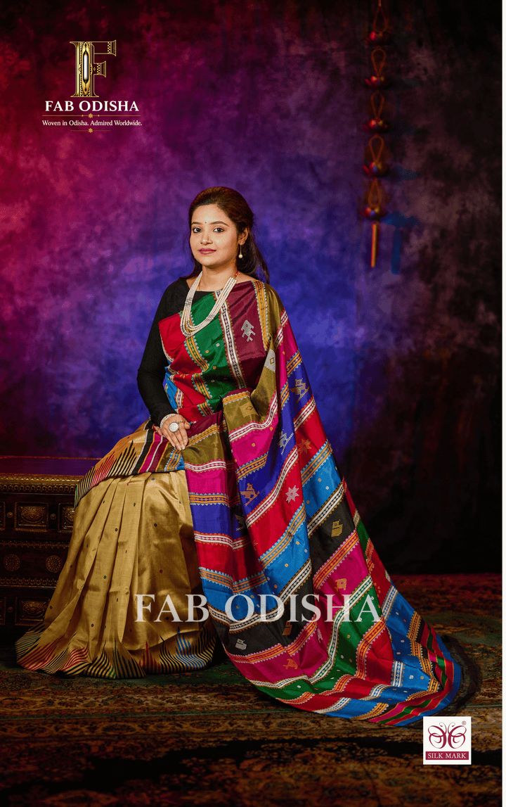 CHITRAVALI ROYALE BERHAMPURI HANDLOOM DOUBLE AANCHAL PURE SILK PATTA SAREE