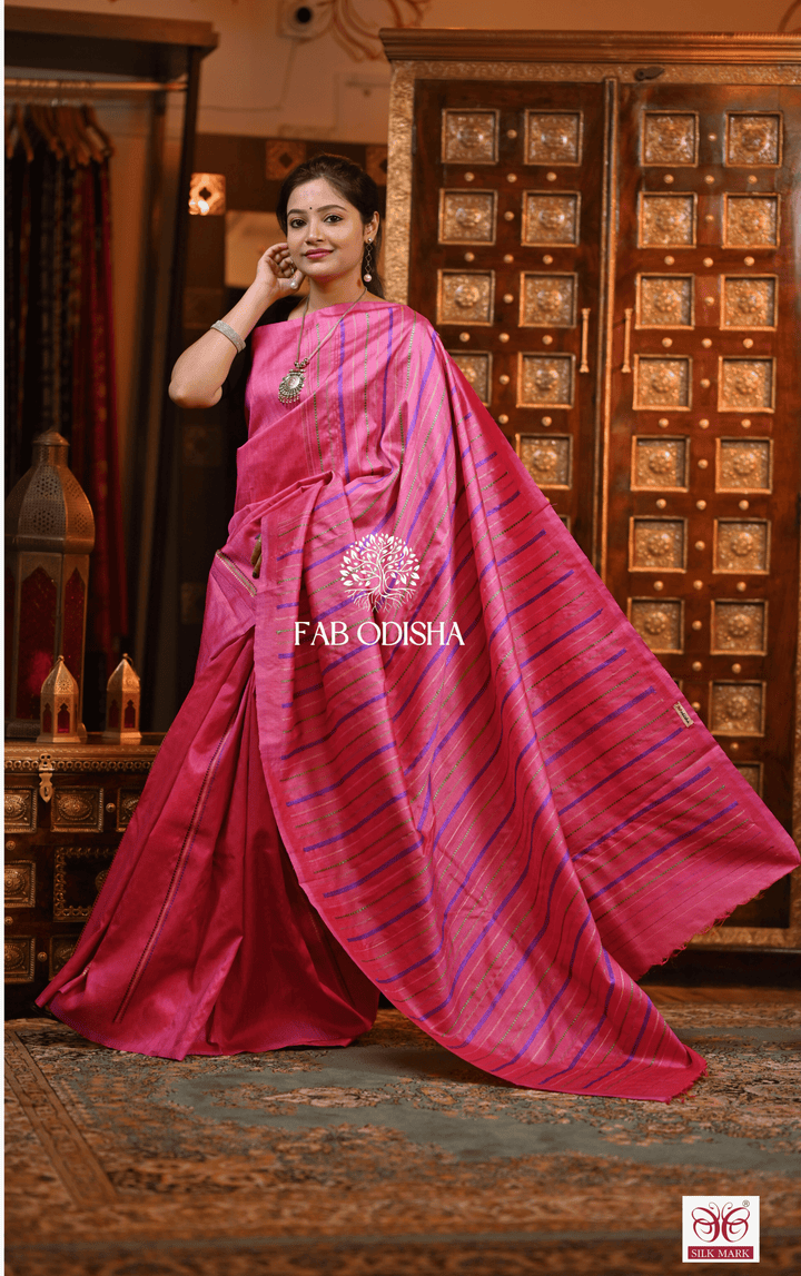 SIX YARDS OF LUXE TIMELESS DESIGNER FINE TUSSAR HANDLOOM SILK SAREE