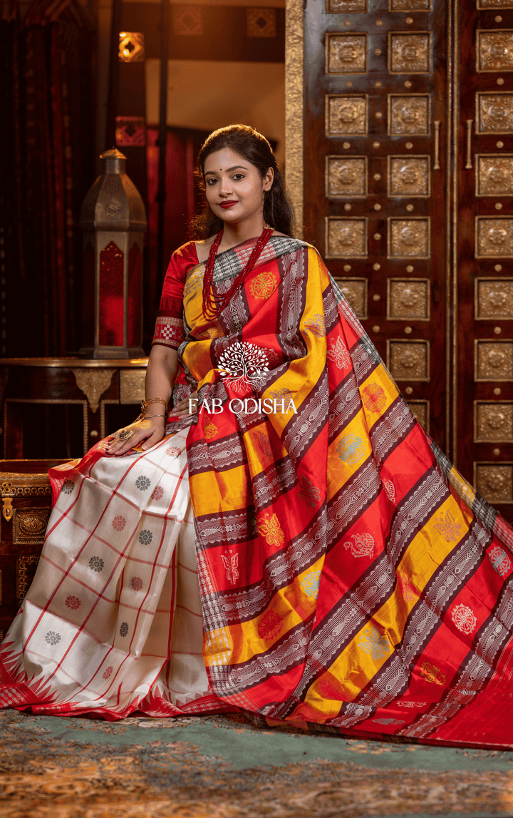 MADHUBALA SYMPHONY BERHAMPURI DOUBLE AANCHAL PURE SILK PATTA SAREE