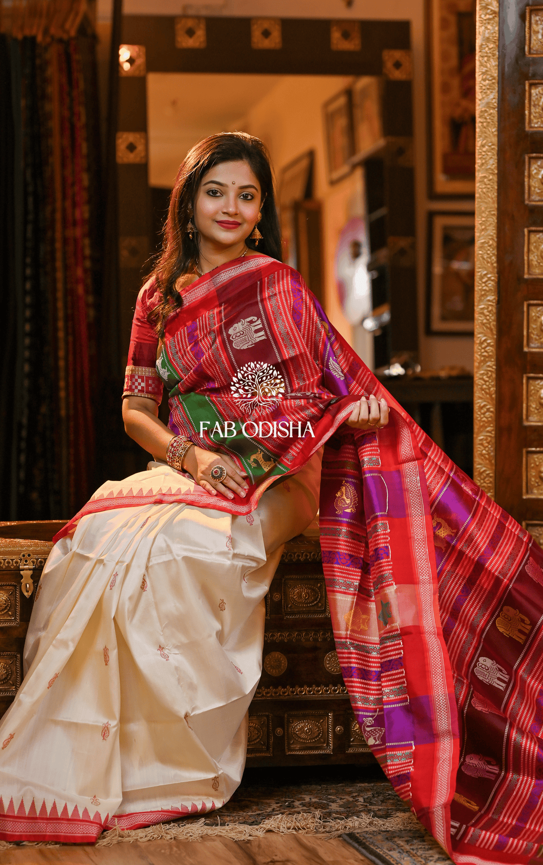 DIVYAHAMSA BERHAMPURI DOUBLE AANCHAL PURE SILK PATTA SAREE