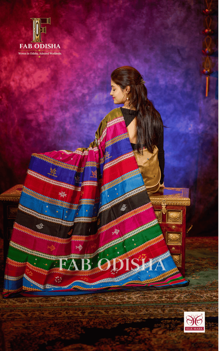 CHITRAVALI ROYALE BERHAMPURI HANDLOOM DOUBLE AANCHAL PURE SILK PATTA SAREE