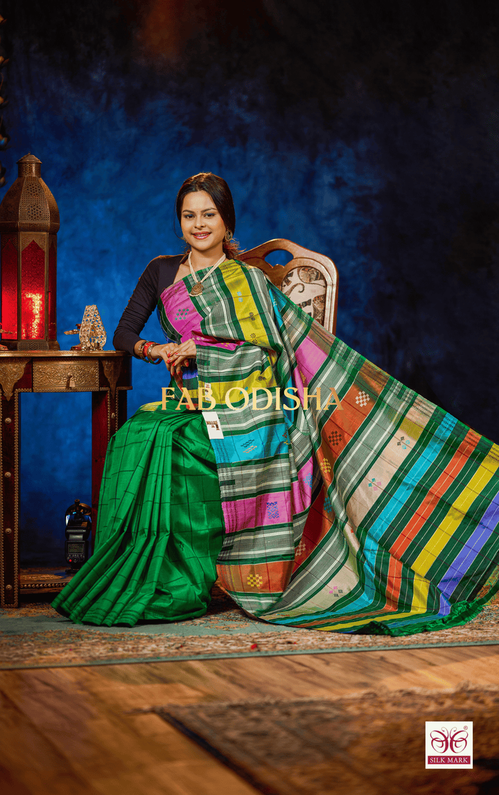 TANTIKA HERITAGE BERHAMPURI DOUBLE AANCHAL PURE SILK PATTA SAREE