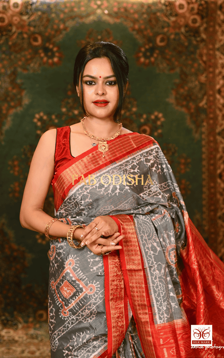 NAYANTARA LUXE SYMPHONY EXQUISITE SAMBALPURI PURE HANDLOOM TISSUE ANCHAL SILK SAREE