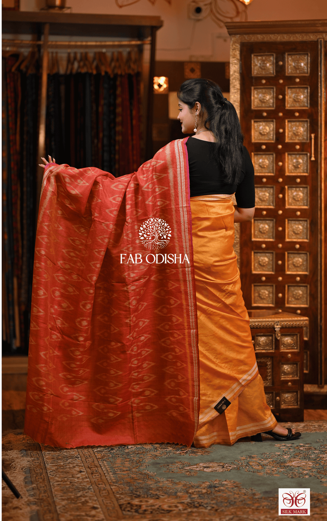 RADHIKA SHEER SERENITY DESIGNER FINE TUSSAR SILK SAREE