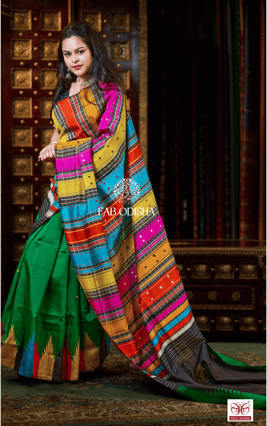 FUSIONISTA ETHEREAL BERHAMPURI DOUBLE AANCHAL PURE SILK PATTA SAREE