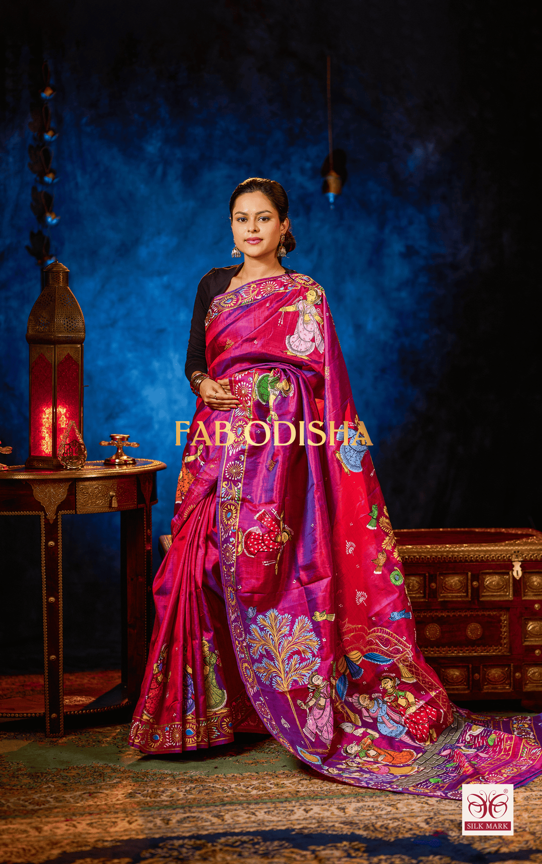 RAASIYA THEMED PATTACHITRA HANDLOOM SILK SAREE