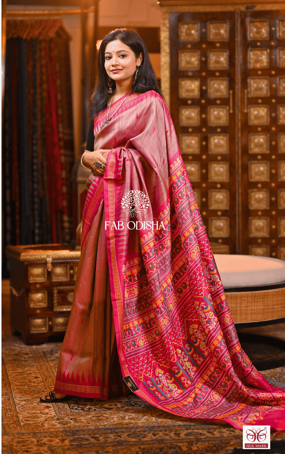 KAUSIKI CELESTIAL EMBRACE RARE AND PREMIUM JACQUARD HAND-WOVEN FINE TUSSAR SILK SAREE