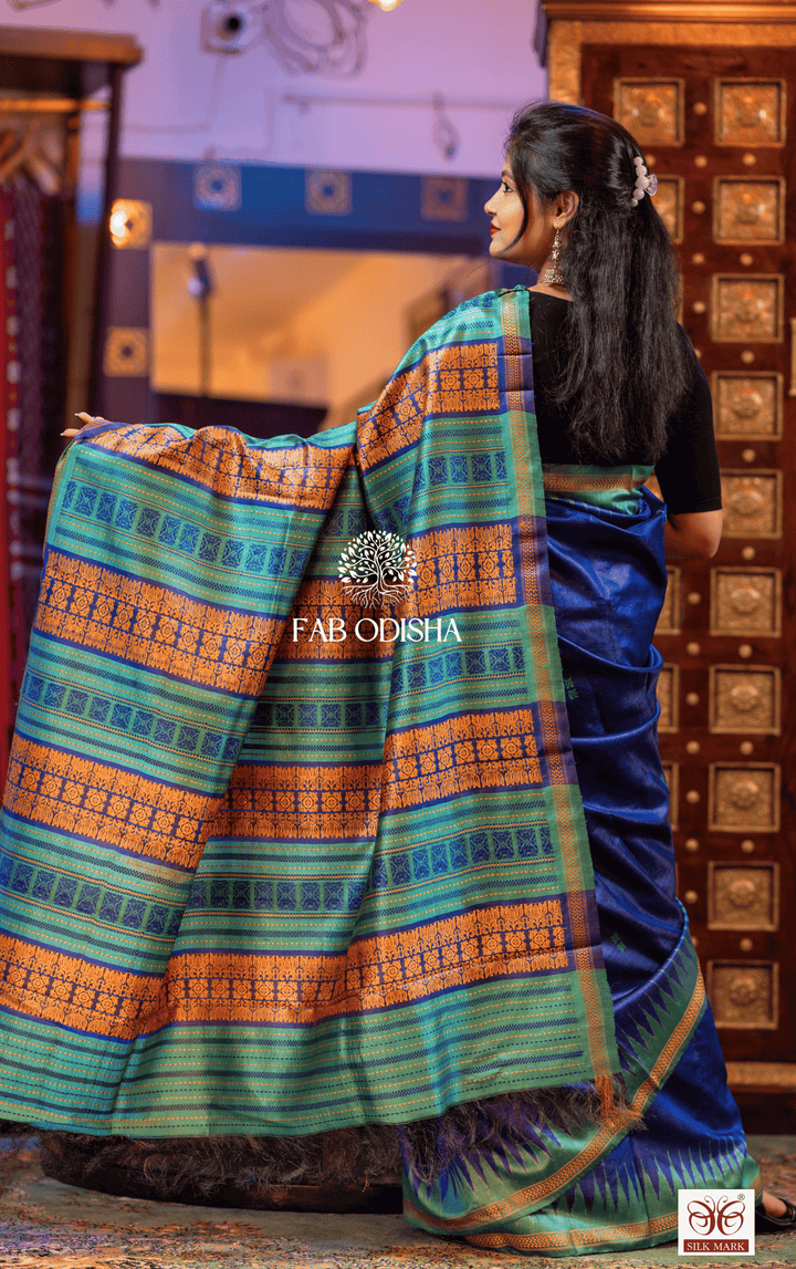 NISHPANNA AURA  LUXURIOUS HANDWOVEN DOUBLE AANCHAL PURE TUSSAR SILK SAREE