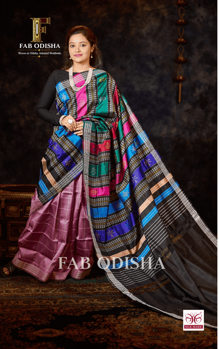 NAVARASA VASTRA BERHAMPURI HANDLOOM DOUBLE AANCHAL PURE SILK PATTA SAREE