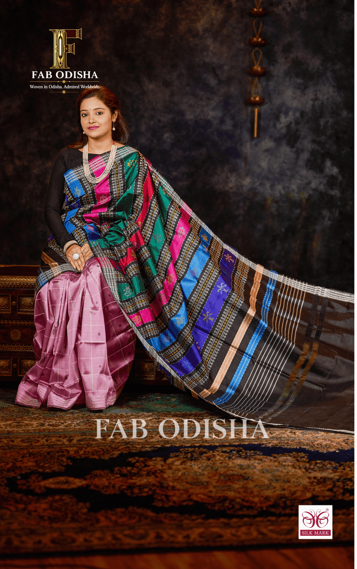 NAVARASA VASTRA BERHAMPURI HANDLOOM DOUBLE AANCHAL PURE SILK PATTA SAREE