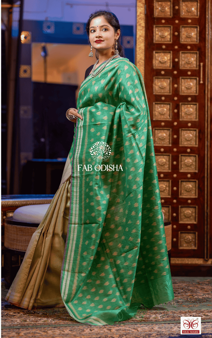 VASANTA VASTRA LOOM LUXE DESIGNER FINE TUSSAR SILK SAREE
