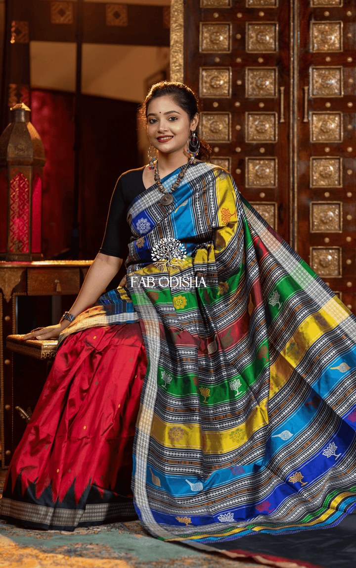 DEVIKA AURA WEAVES BERHAMPURI DOUBLE AANCHAL PURE SILK PATTA SAREE