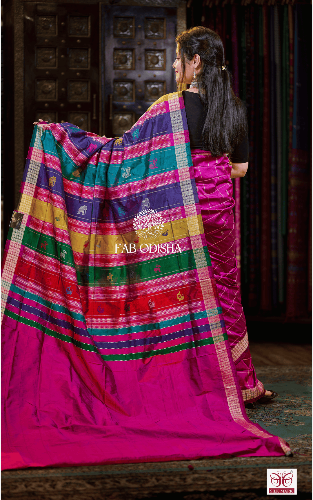 NOOR SYMPHONY BERHAMPURI DOUBLE AANCHAL PURE SILK PATTA SAREE