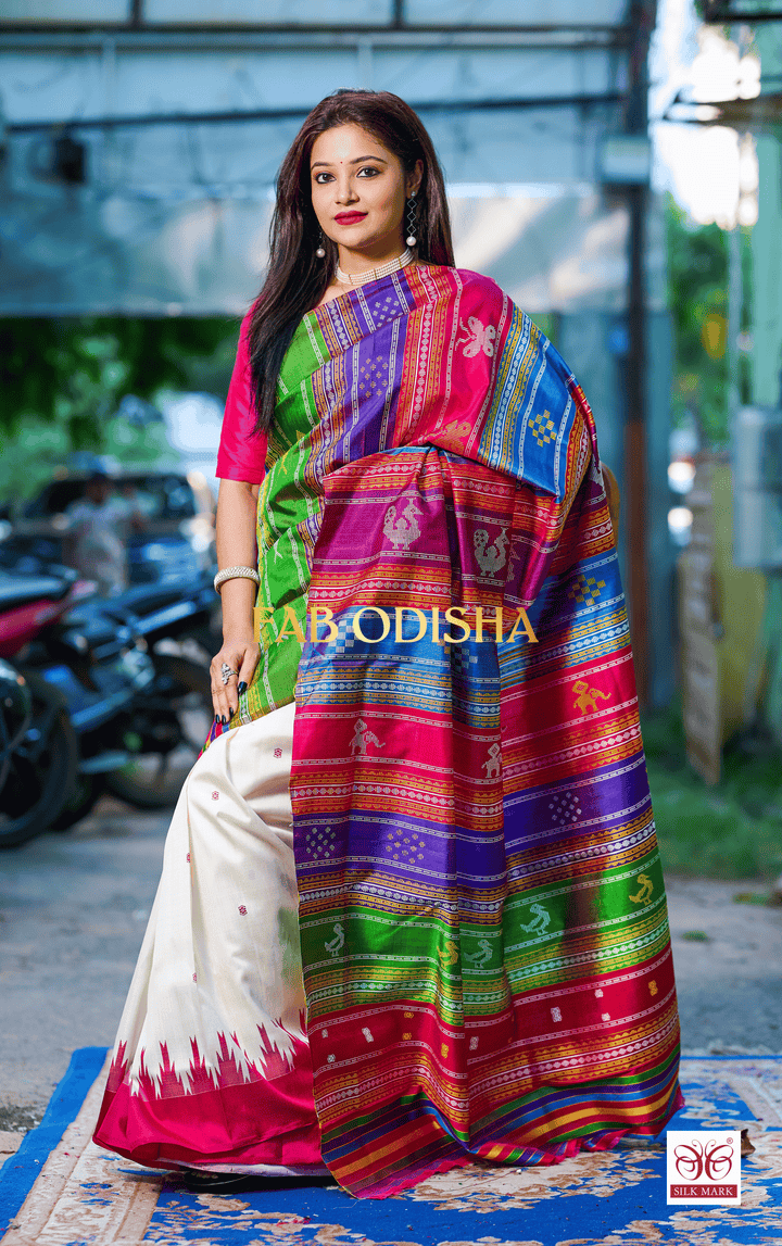 KALA-KRUTI IMPERIAL BERHAMPURI DOUBLE AANCHAL PURE SILK PATTA SAREE