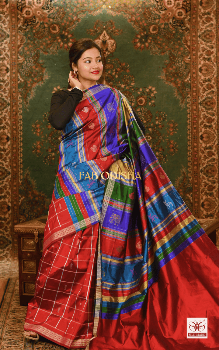 MOHEY BERHAMPURI DOUBLE AANCHAL PURE SILK PATTA SAREE