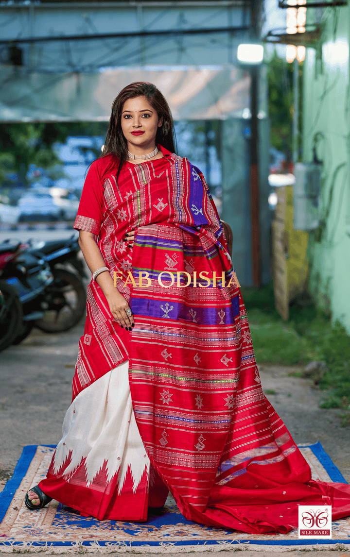KUMAR PURNIMA BERHAMPURI DOUBLE AANCHAL HANDLOOM PURE SILK PATTA SAREE