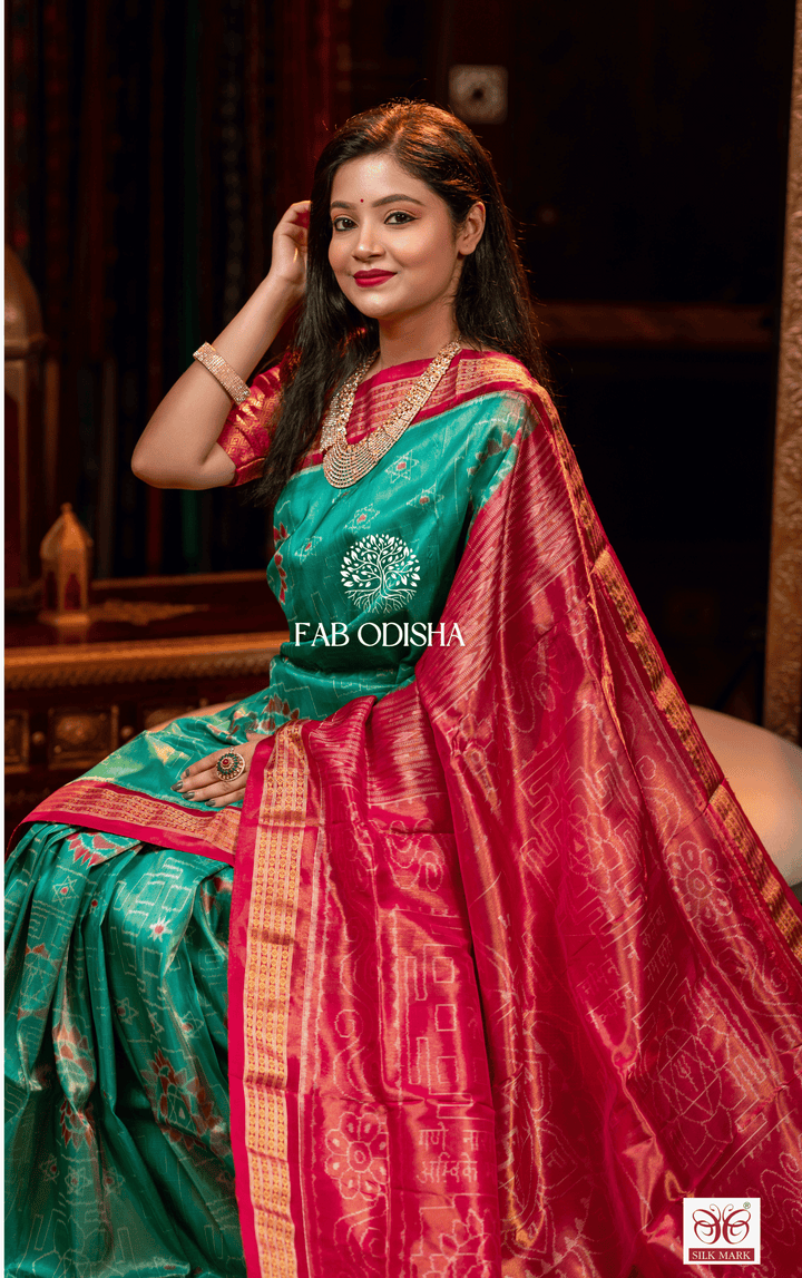 AUSPICIOUS GODDESS OF WEALTH SHREE LAKSHMI YANTRA FULL BODY TISSUE SILK SAREE