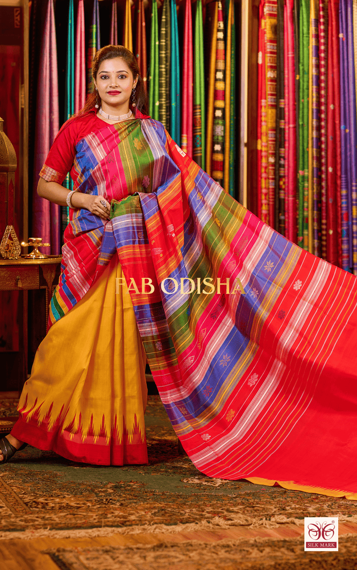 MAYURIKA LOOMS DOUBLE AANCHAL PURE SILK PATTA SAREE
