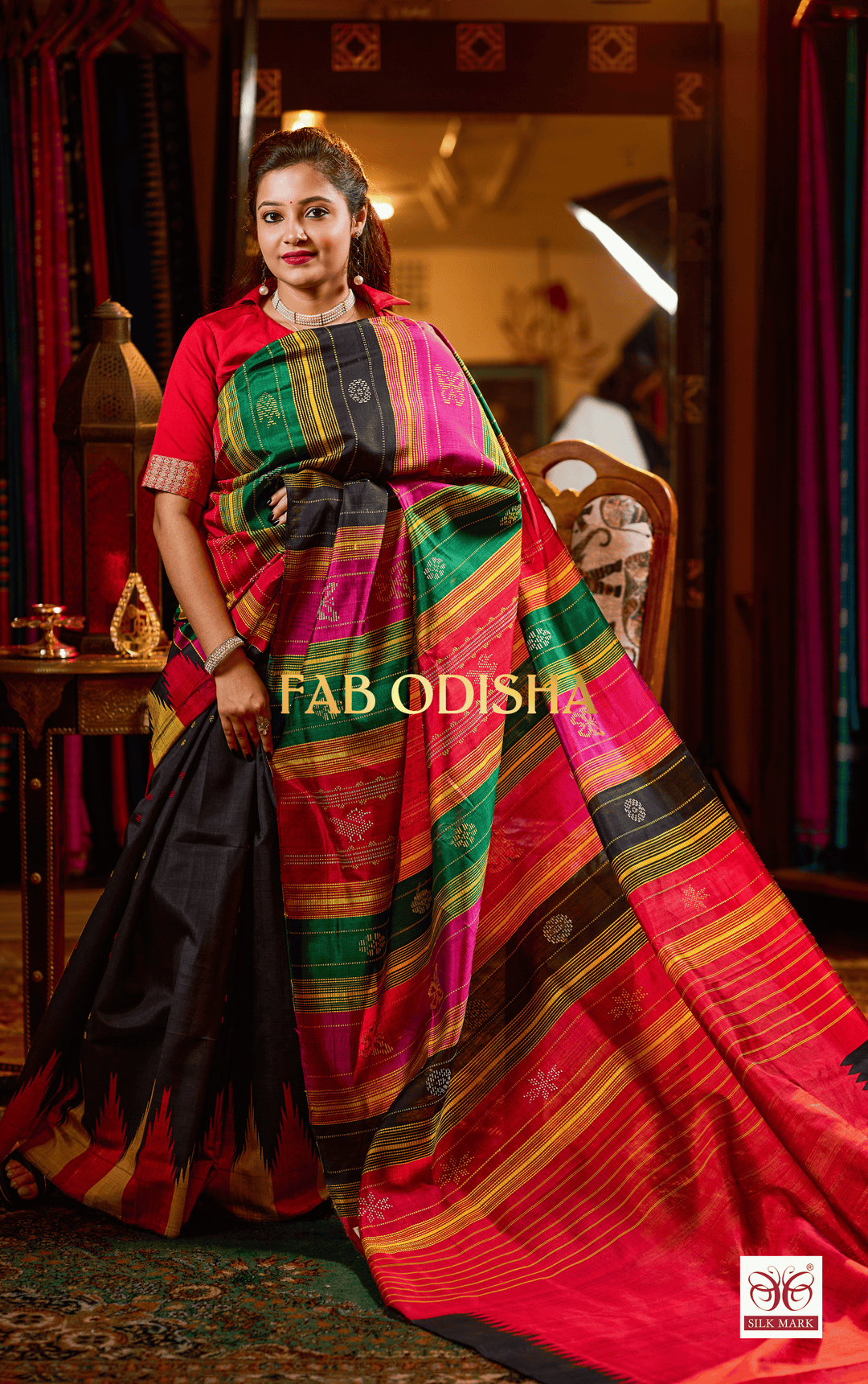 AMYRA SAHIBAN BERHAMPURI DOUBLE AANCHAL PURE HANDLOOM.SILK PATTA SAREE