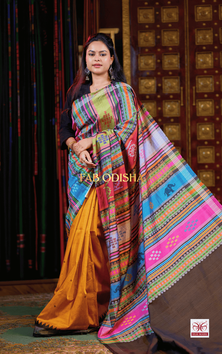CHAYANIKA MOHINI BERHAMPURI DOUBLE AANCHAL PURE SILK PATTA SAREE
