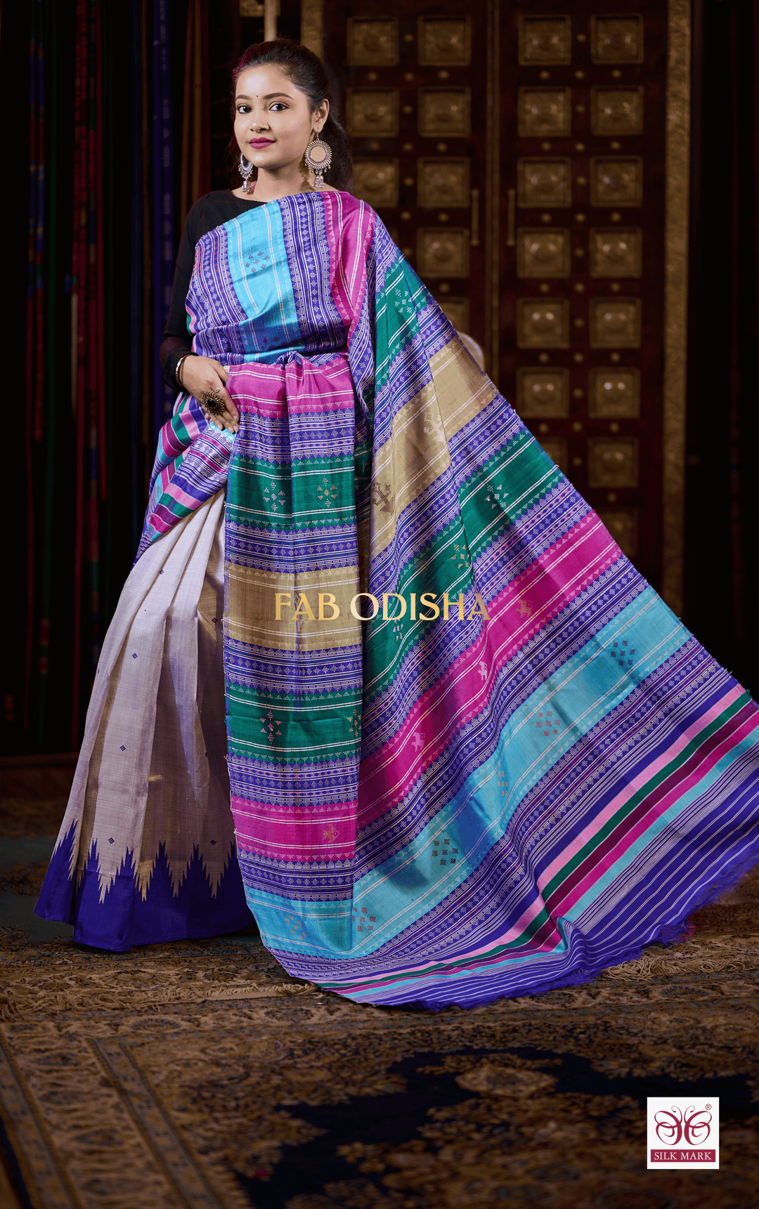 SUDARSHANA SILK LEGACY BERHAMPURI DOUBLE AANCHAL PURE SILK PATTA SAREE