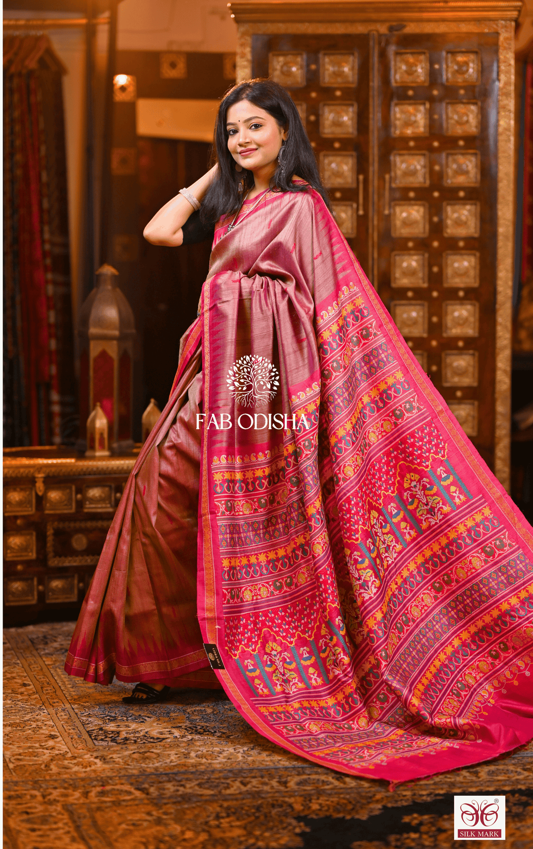 KAUSIKI CELESTIAL EMBRACE RARE AND PREMIUM JACQUARD HAND-WOVEN FINE TUSSAR SILK SAREE