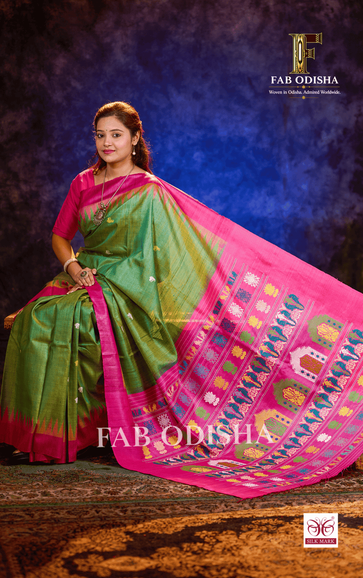 TALADHWAJA DOLABEDI HERITAGE FINE TUSSAR HANDLOOM SILK SAREE