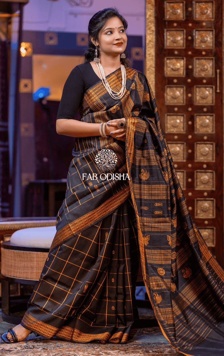 SATRANI EHTESHAM BERHAMPURI DOUBLE AANCHAL PURE SILK PATTA SAREE