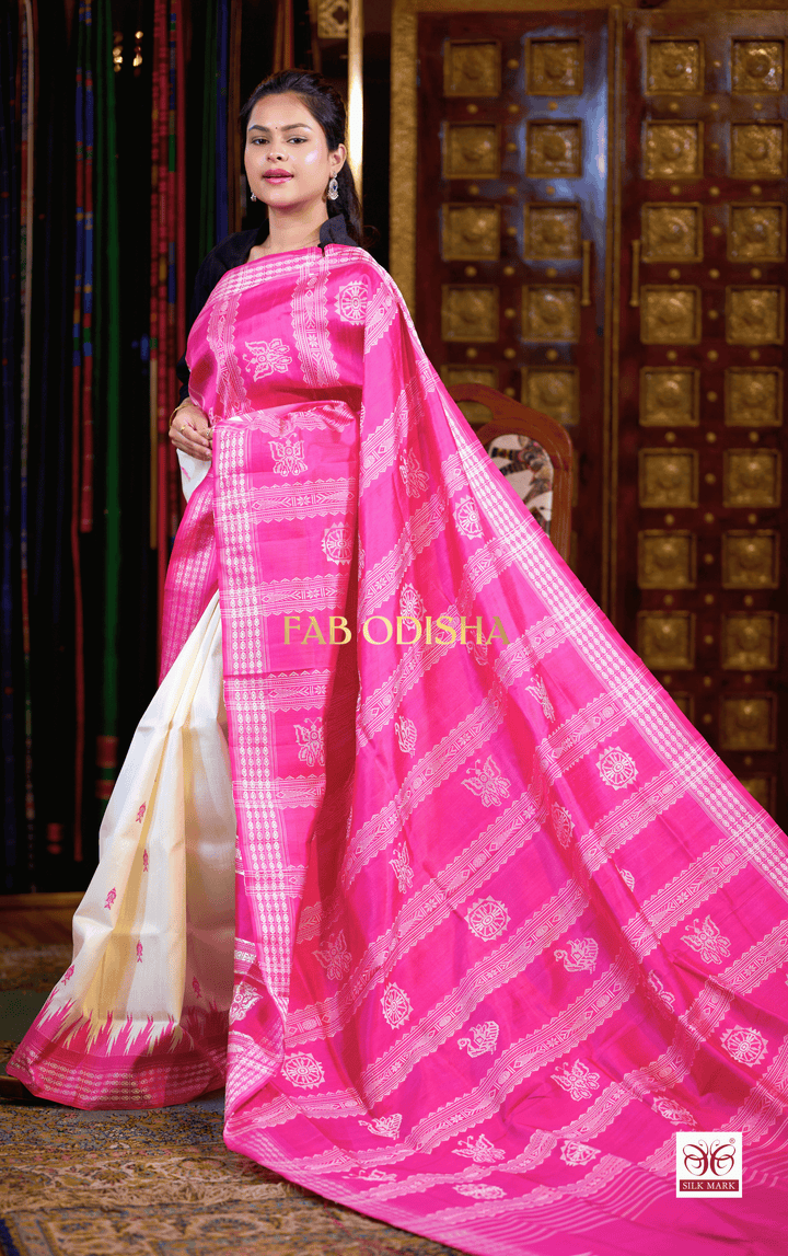 ANCESTRAL ATTIRE BERHAMPURI DOUBLE AANCHAL PURE SILK PATTA SAREE