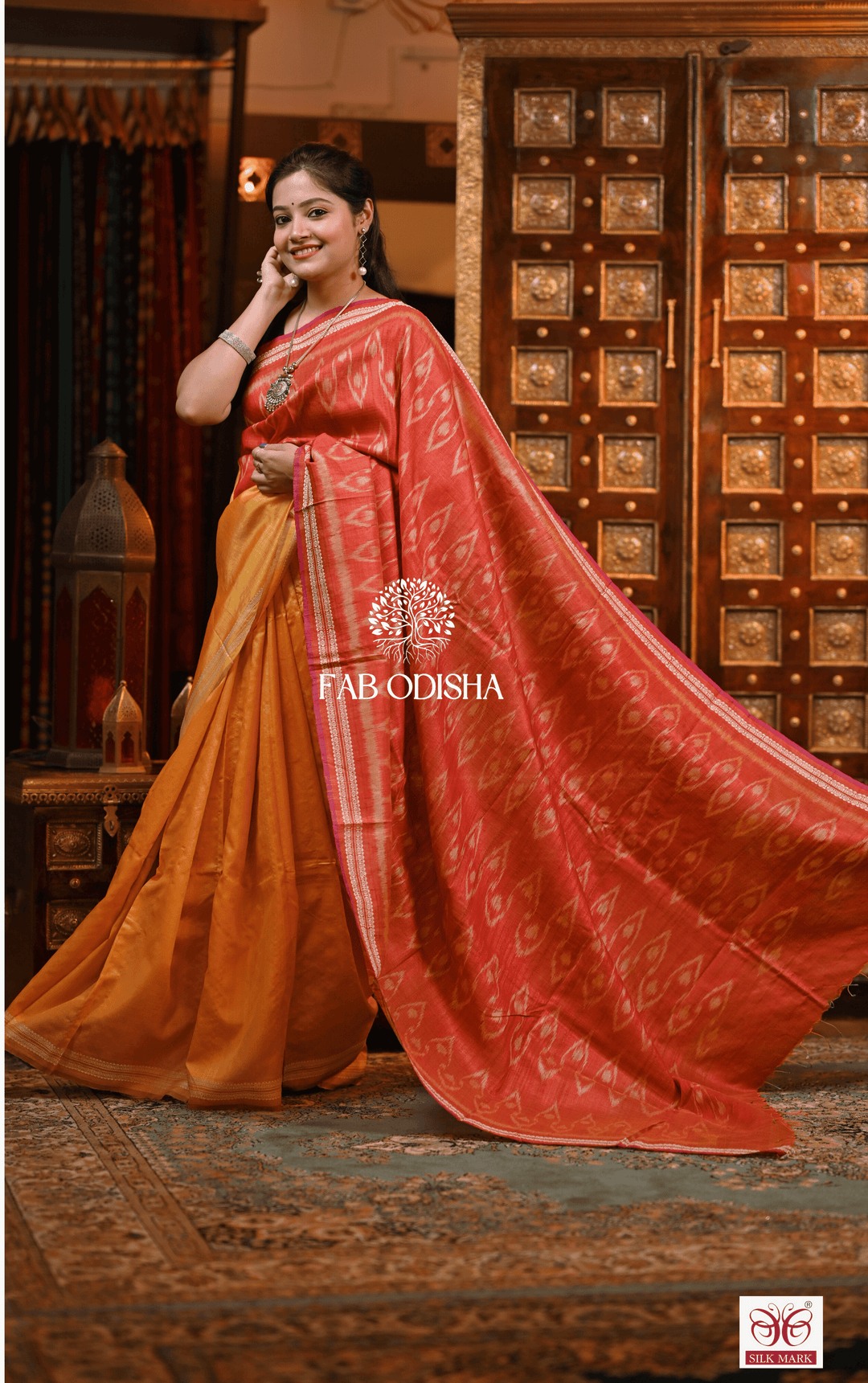 RADHIKA SHEER SERENITY DESIGNER FINE TUSSAR SILK SAREE