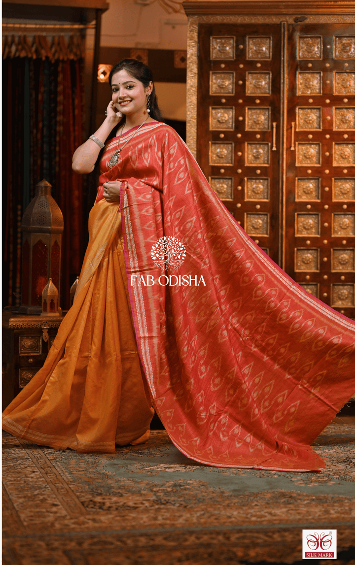 RADHIKA SHEER SERENITY DESIGNER FINE TUSSAR SILK SAREE