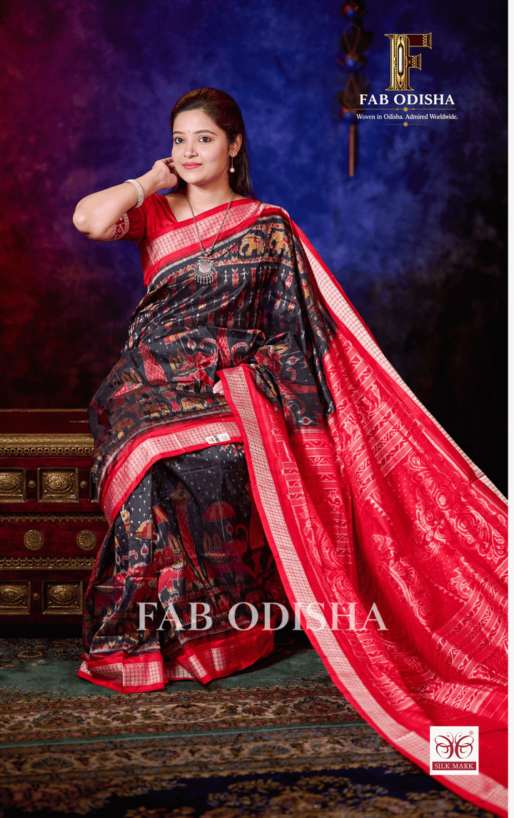 SHAHI GAJAPATI SAMBALPURI HANDLOOM PURE SILK PATTA SAREE