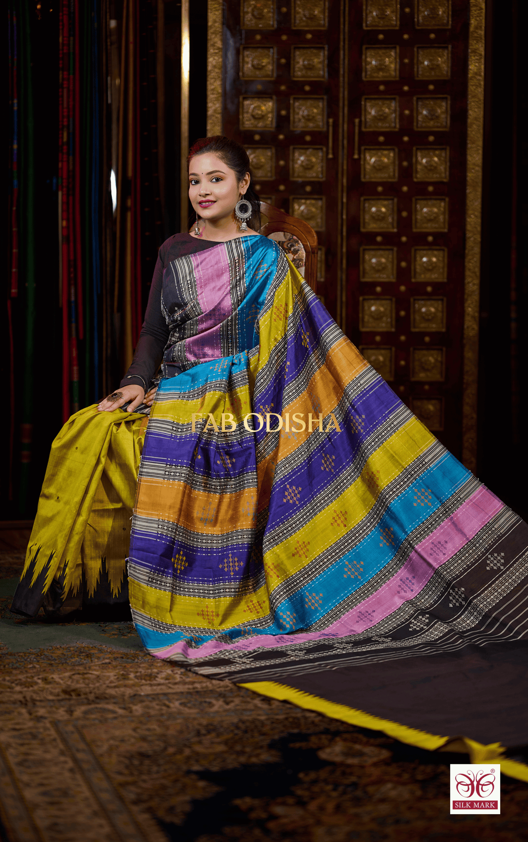 KANAK COUTURE BERHAMPURI DOUBLE AANCHAL PURE SILK PATTA SAREE