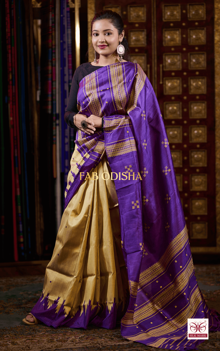 RACHANA SUTRA SELECTIONS BERHAMPURI DOUBLE AANCHAL PURE SILK PATTA SAREE