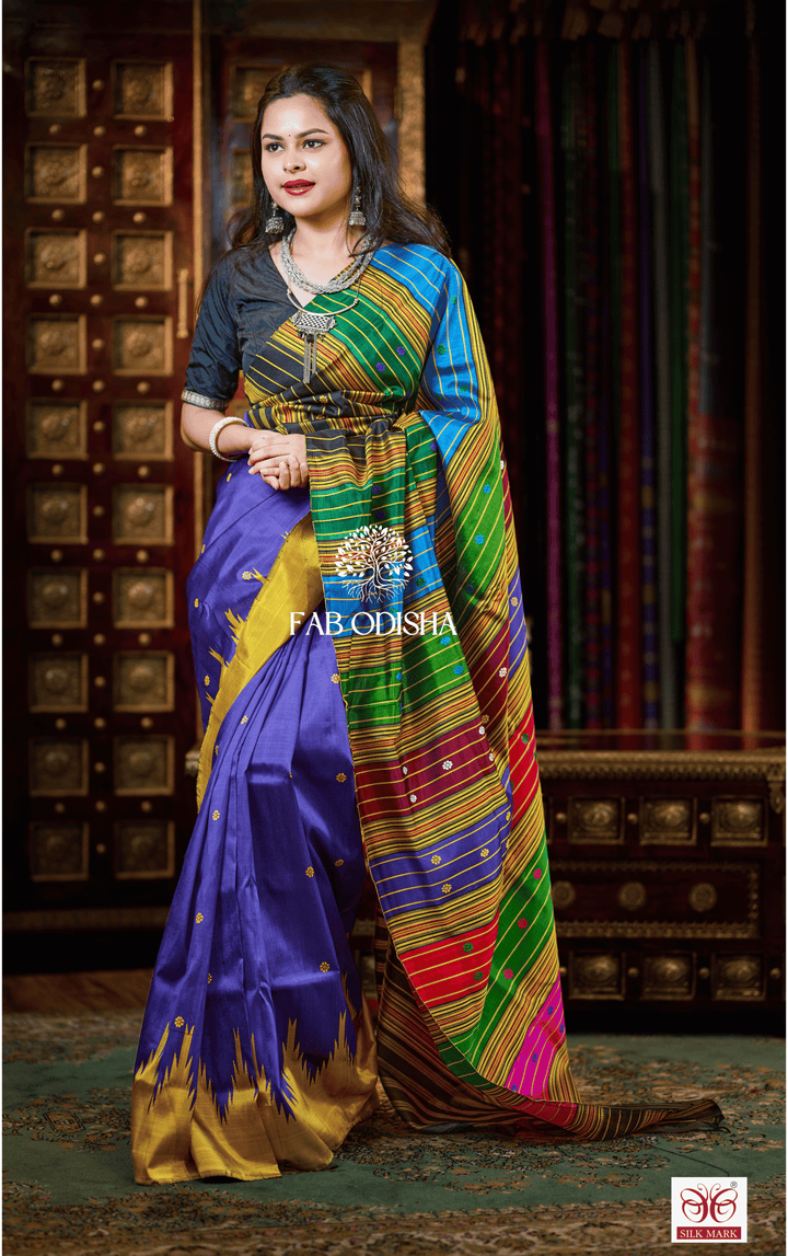 TEJASVI SURABHI BERHAMPURI DOUBLE AANCHAL PURE SILK PATTA SAREE