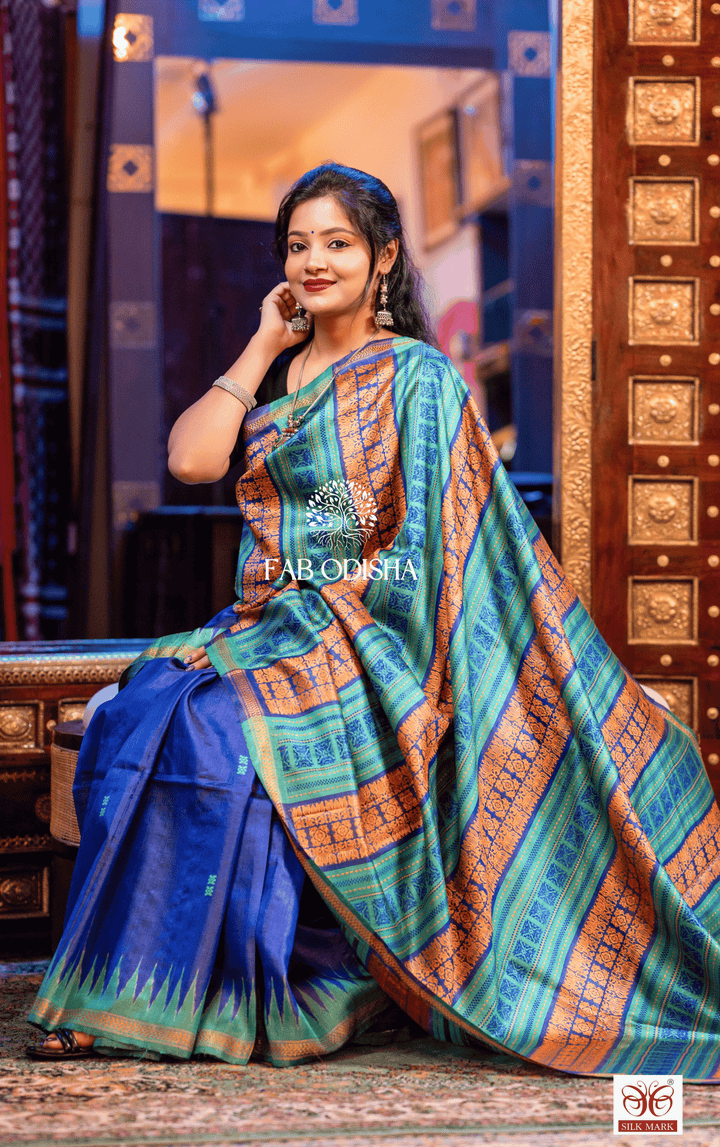 NISHPANNA AURA  LUXURIOUS HANDWOVEN DOUBLE AANCHAL PURE TUSSAR SILK SAREE