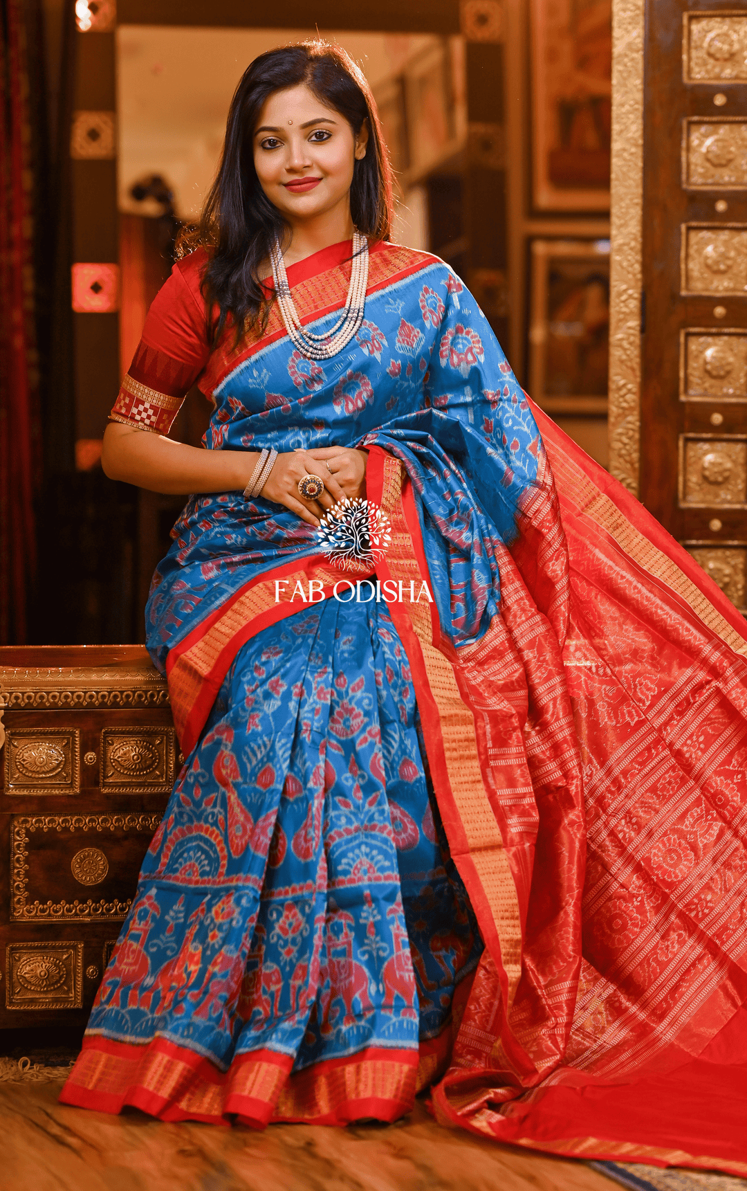 HERITAGE AIRAVANI SAMBALPURI HANDLOOM PURE SILK TISSUE SAREE