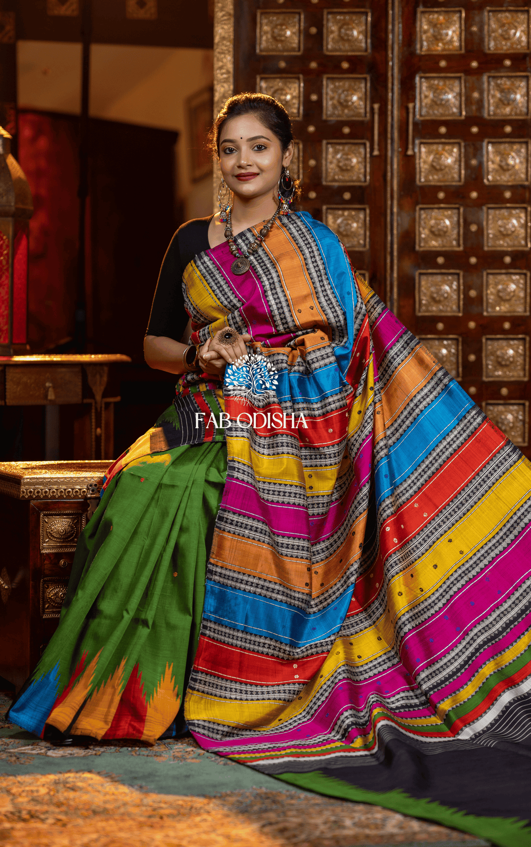 SVADHYAYA SAMSKARA BERHAMPURI DOUBLE AANCHAL PURE SILK PATTA SAREE