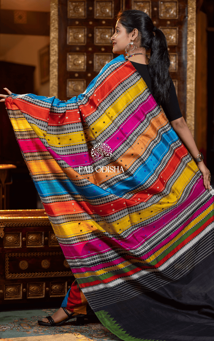 SVADHYAYA SAMSKARA BERHAMPURI DOUBLE AANCHAL PURE SILK PATTA SAREE