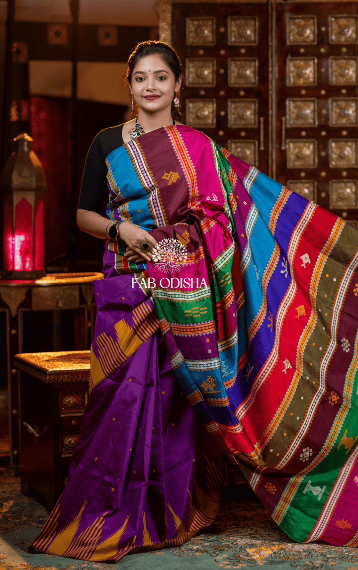 SOULFUL VIRASAT BERHAMPURI DOUBLE AANCHAL PURE SILK PATTA SAREE