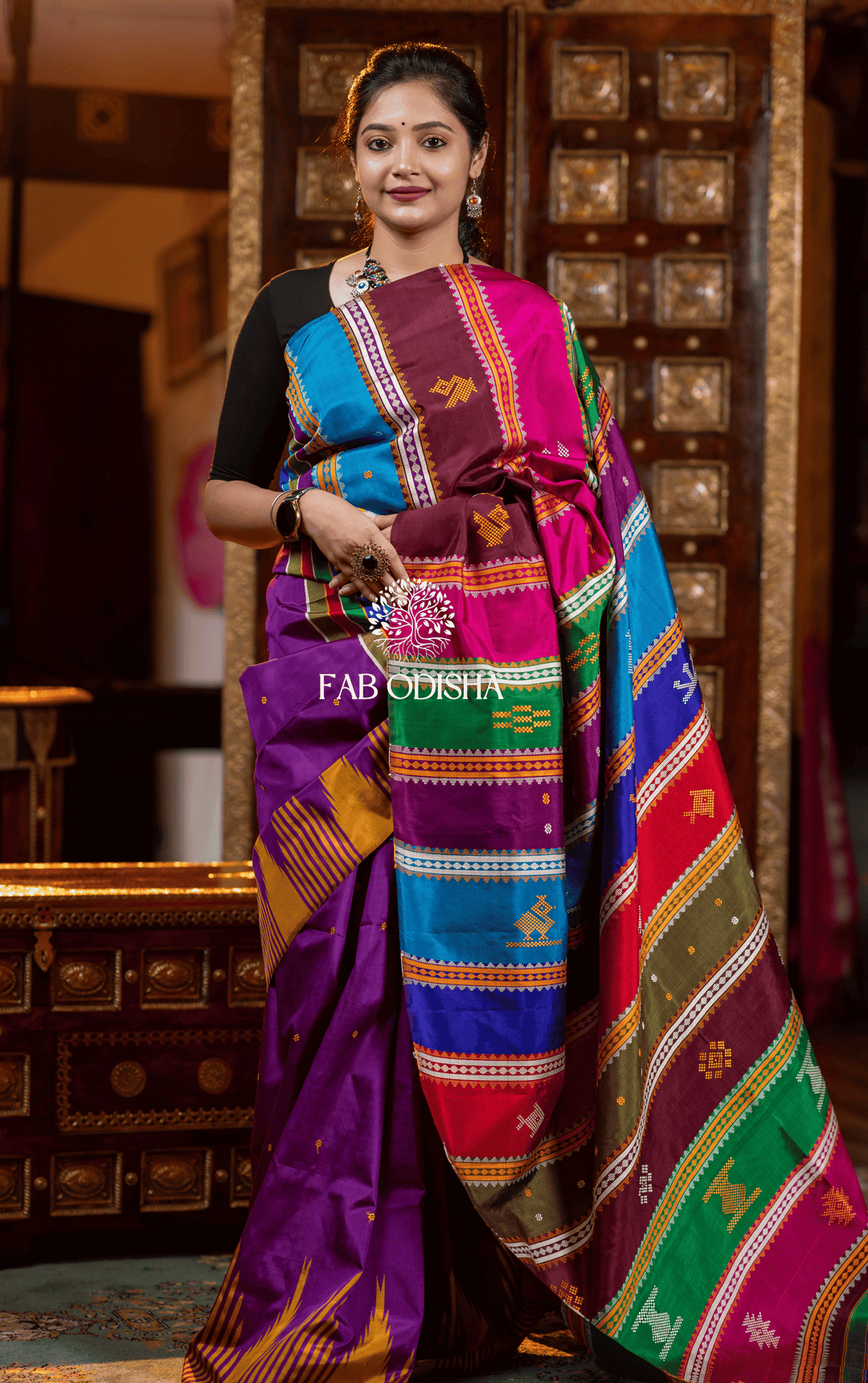 SOULFUL VIRASAT BERHAMPURI DOUBLE AANCHAL PURE SILK PATTA SAREE