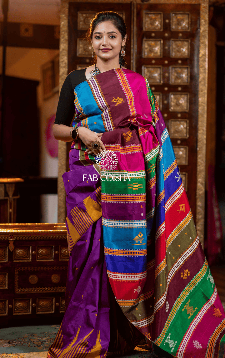SOULFUL VIRASAT BERHAMPURI DOUBLE AANCHAL PURE SILK PATTA SAREE