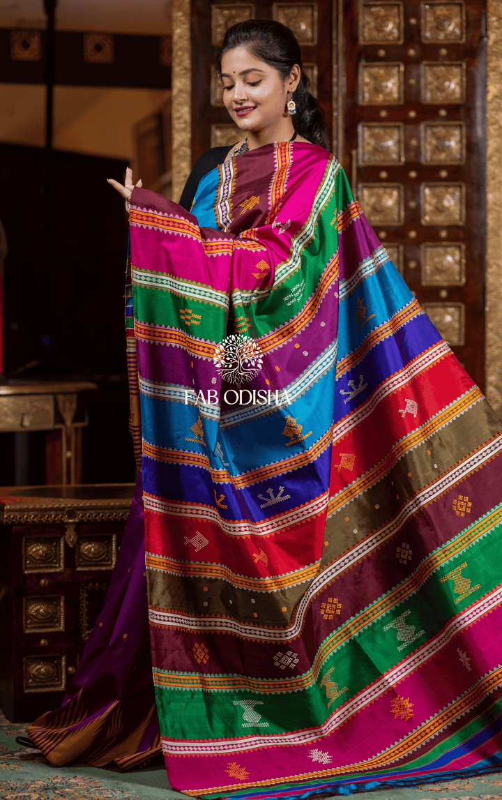 SOULFUL VIRASAT BERHAMPURI DOUBLE AANCHAL PURE SILK PATTA SAREE