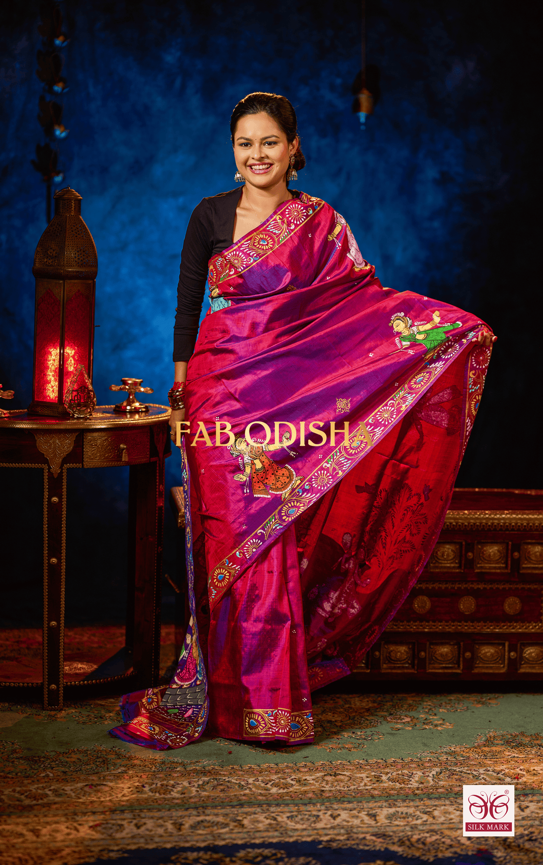 RAASIYA THEMED PATTACHITRA HANDLOOM SILK SAREE
