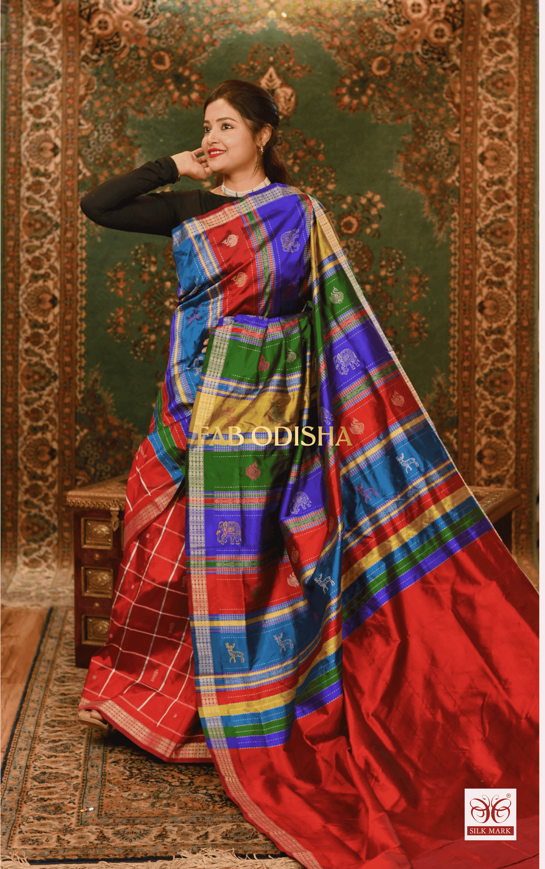 MOHEY BERHAMPURI DOUBLE AANCHAL PURE SILK PATTA SAREE