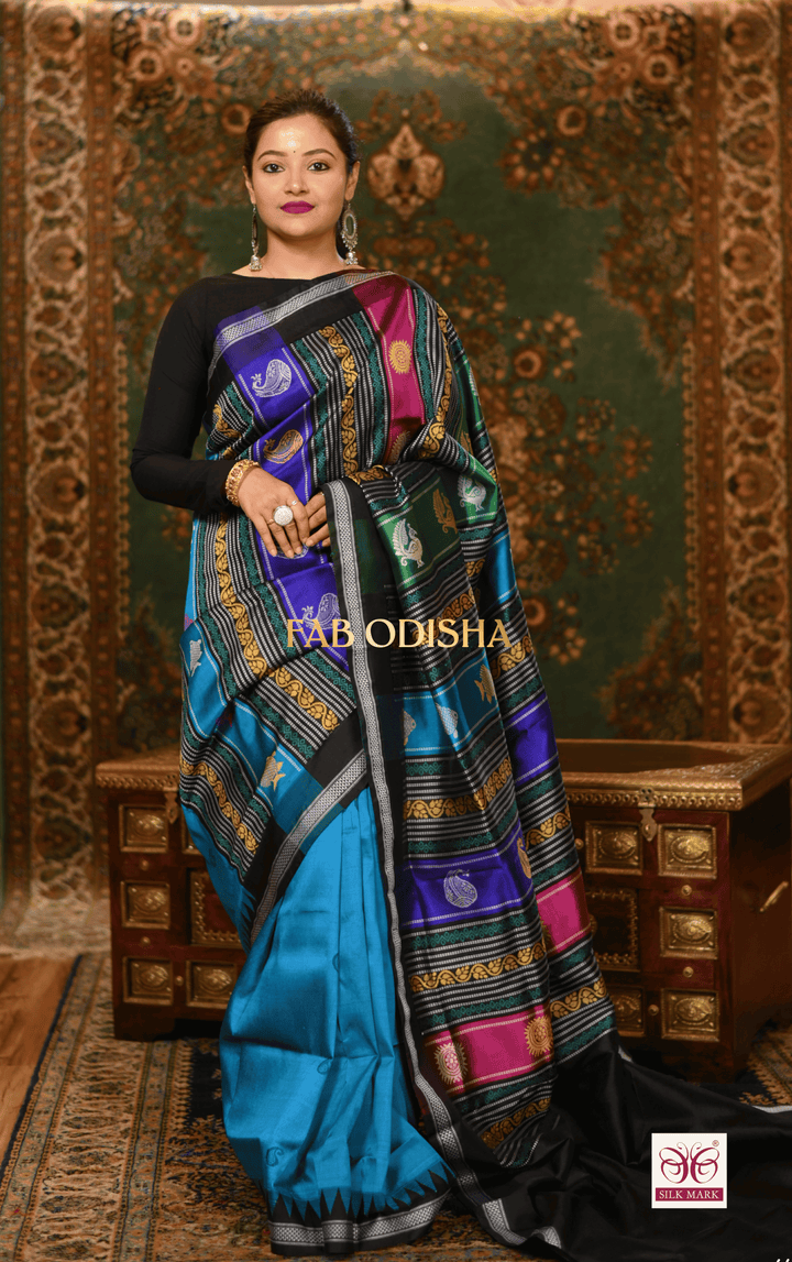 RAJASI WEAVES BERHAMPURI DOUBLE AANCHAL PURE SILK PATTA SAREE