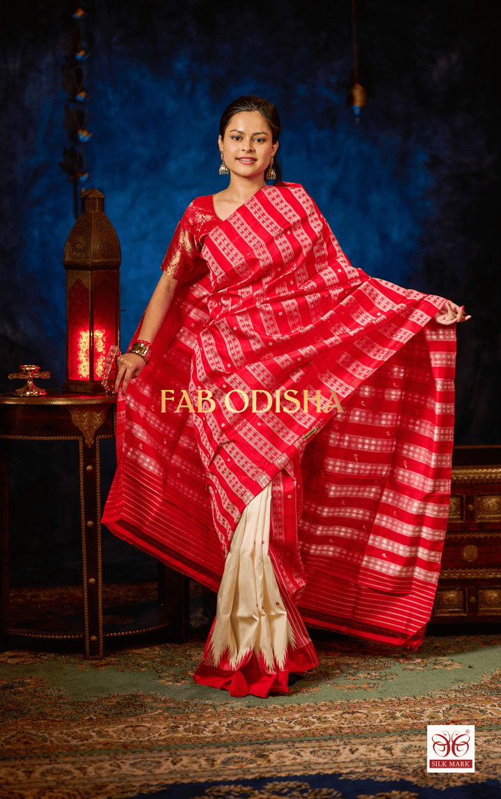 ROOPSAKHI VINTAGE PATLI EXCLUSIVE BERHAMPURI DOUBLE AANCHAL PURE SILK PATTA SAREE (Copy)