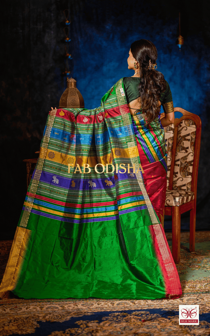 EXCLUSIVE TISSUE RAJASI BERHAMPURI DOUBLE AANCHAL PURE SILK PATTA SAREE